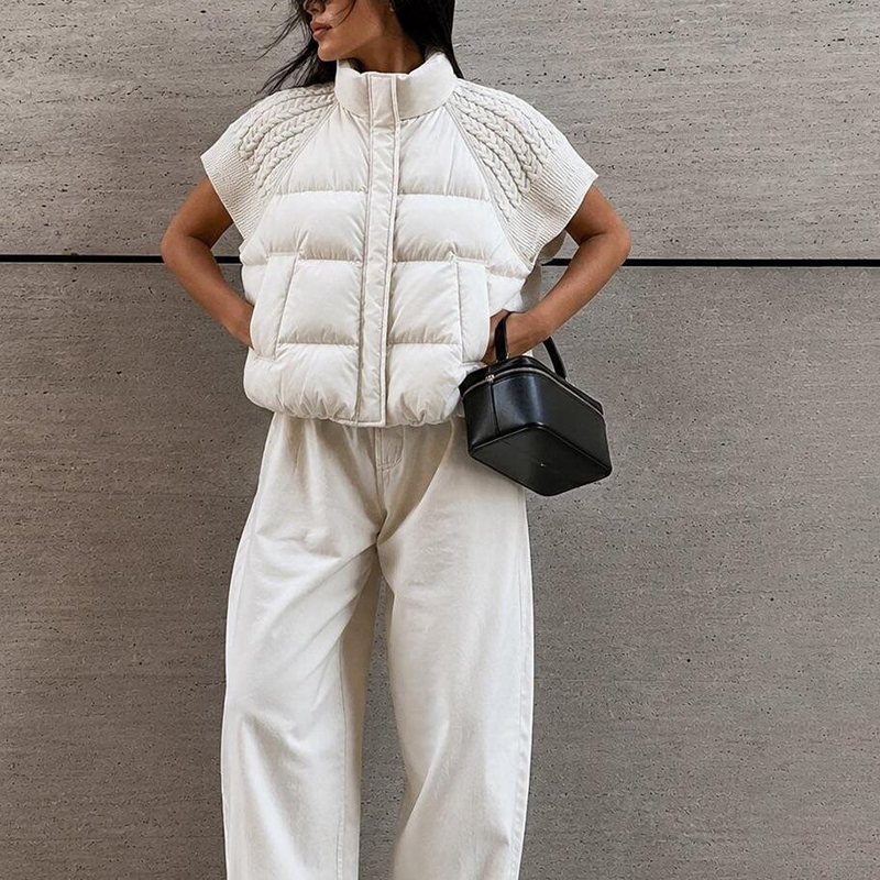 Padded Vest Gilet - Женский стильный укороченный пуховый жилет без