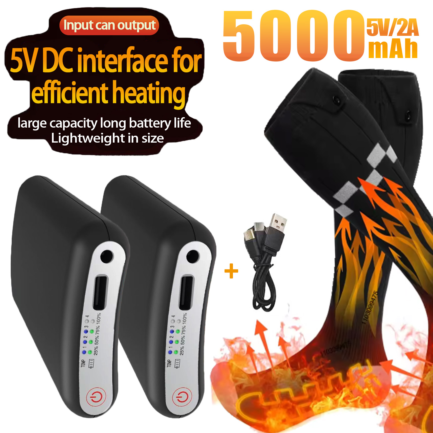 Heated Insole Rechargeable - Долговечные аккумуляторы 5000 мАч 5В с